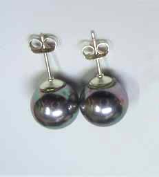 貝ベースの人造真珠 8mm ブラックパール - 画像 (2)