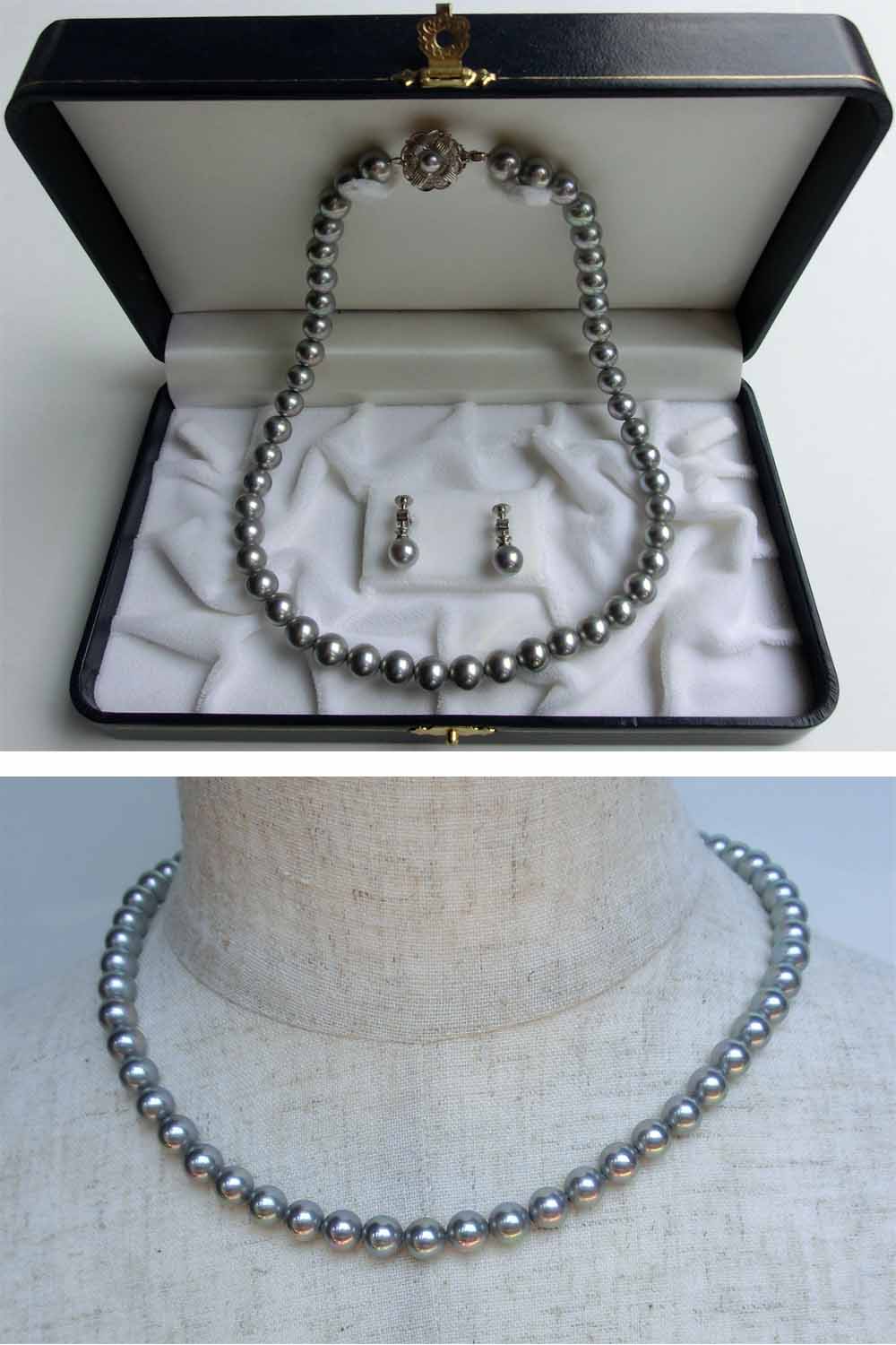 貝ベースの人造真珠 8mm ブラックパール